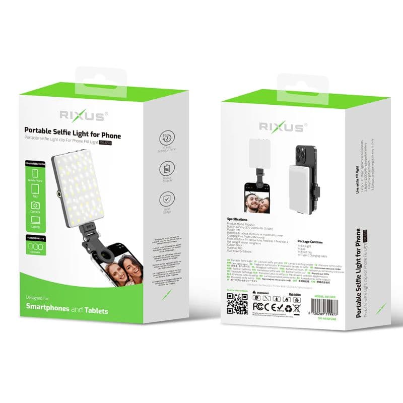 Rixus - Luce selfie portatile per telefono (RXLG50) - Nero – 4