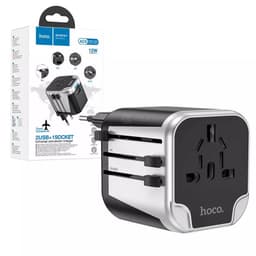 HOCO AC5 Travel Companion - Adattatore da viaggio universale con 2× USB e 1× presa, nero/grigio – Bild 2