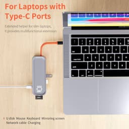 ROCK Hub 10-en-1 USB-C - HDMI, VGA, RJ45, 3×USB 3.0, lecteur de cartes, gris – Bild 7