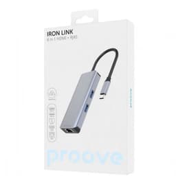 Proove - 6-in-1 HDMI Iron Link, (2x USB-A, 1x RJ45, 1x SD HDMI 3840x2160 30Hz) Silber – Bild 2