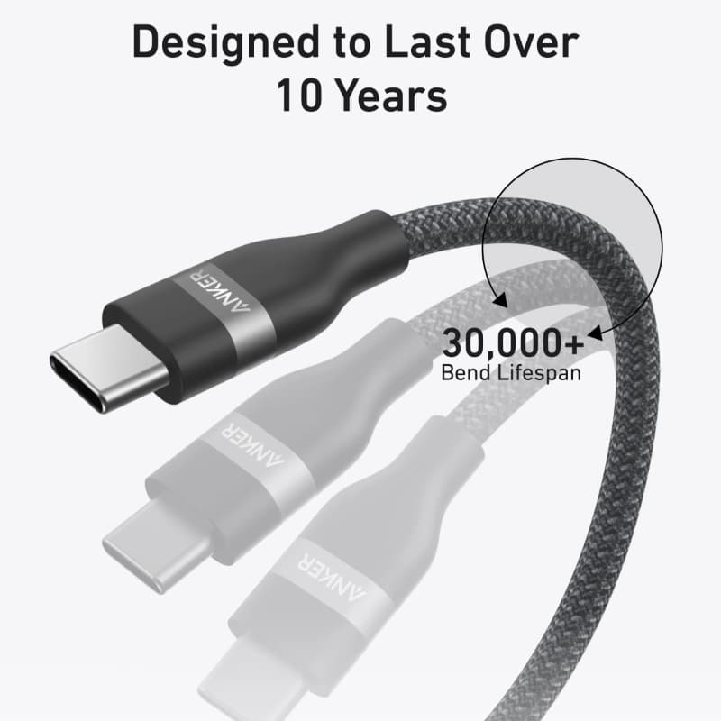 Anker braided Kabel - USB-C zu USB-C - 0.9M - Schwarz – 3