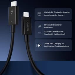 Ugreen – Thunderbolt 5 Kabel, 240W, 1 m USB-C 120Gbps, 16K@60Hz L703 schwarz – Bild 9