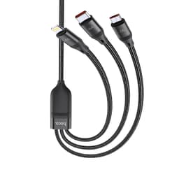 HOCO 3-in-1 Ultra 6A fast charging data cable for lightning+Micro+Type-C, noir (U104) – Bild 1