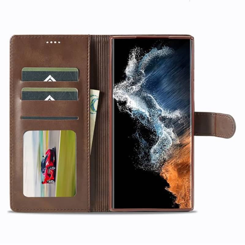 Samsung Note 20 - LC.IMEEKE Wallet Etui mit 3 Kartenfächern & Magnetverschluss, Braun – 4