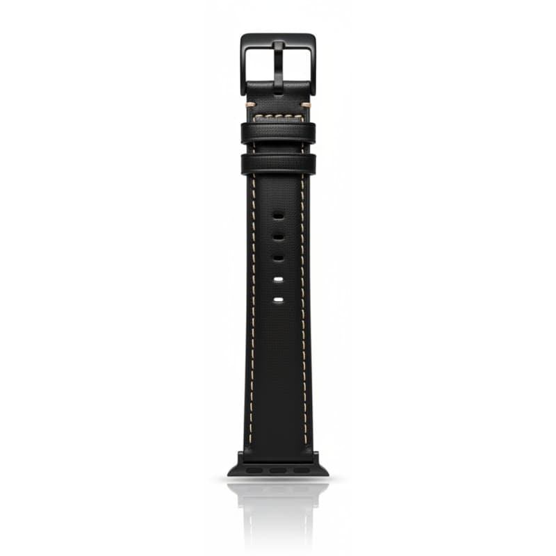 Apple Watch - Leder Armband (44-49mm) - Schwarz mit schwarzer Schnalle