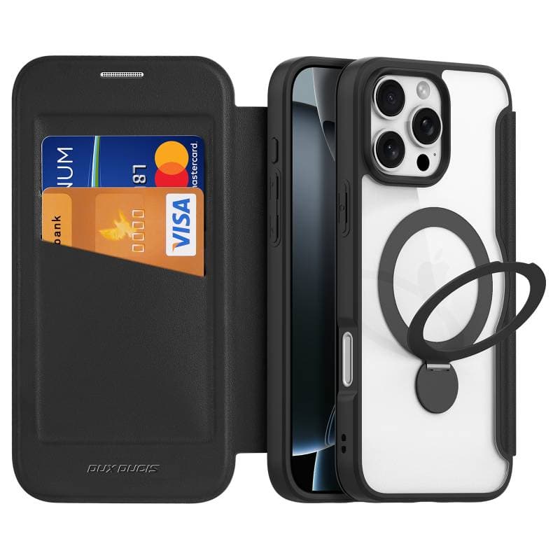 Dux Ducis - iPhone 16 Pro - Custodia Skin X Pro Series con MagSafe e supporto ad anello a 360°, nero – 3