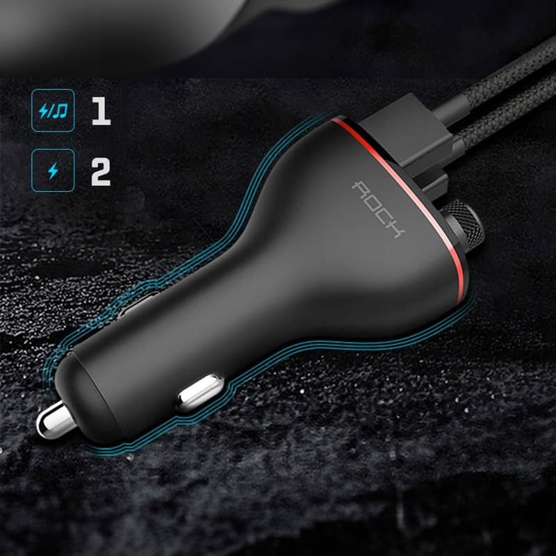 ROCK - B300 - Caricabatterie da auto USB a 2 porte con trasmettitore FM, nero – 2