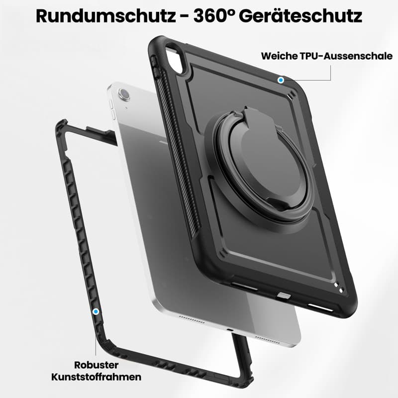 iPad Air 11” (2024/2025) - RPD HEX-G FE Rugged Case mit Griff, Kickstand & Pencil Holder, schwarz – 3