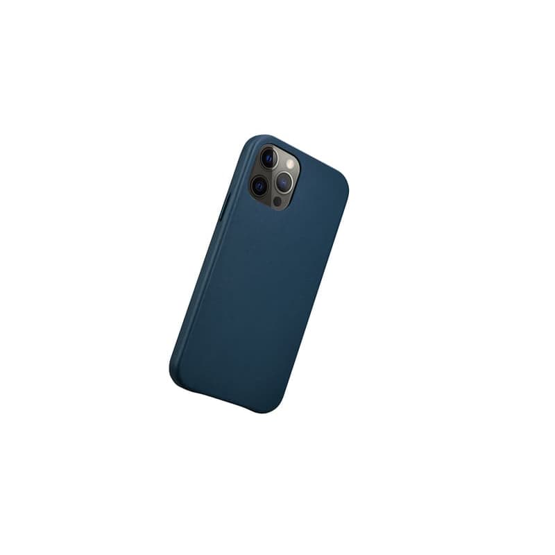 iPhone 12 Pro Max - iCarer coque arrière en cuir véritable bleu (RIX1208) – 2