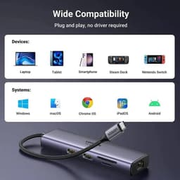 Ugreen - Hub USB-C 7-in-1 con HDMI, LAN e PD (CM512 / 60515), grigio/nero – Bild 7