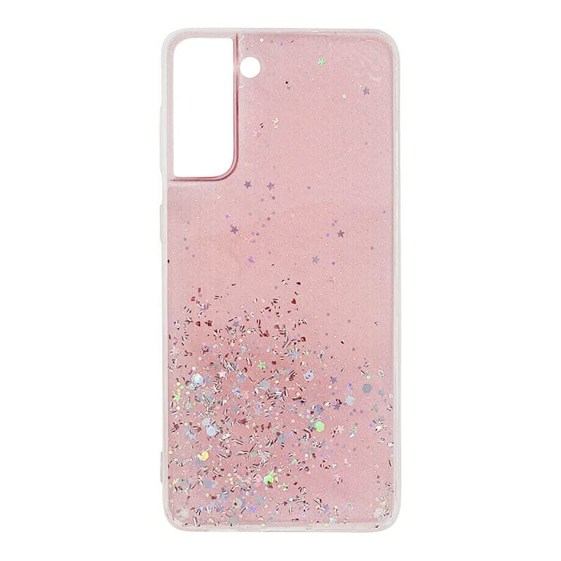 Samsung S21 plus bling argento stelle rosa custodia