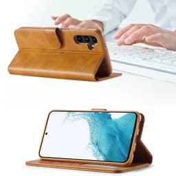Samsung Galaxy S20 Plus 4G / 5G - Etui portefeuille LC.IMEEKE avec 3 emplacements pour cartes & fermeture magnétique, marron clair/orange – Bild 5