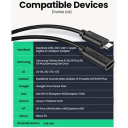 UGREEN - USB-C Verlängerungskabel 0.5m Type-C male Type-C female - 20V 3A, schwarz – Bild 6