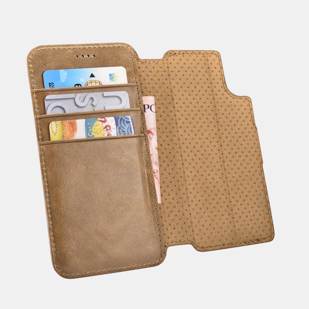 iPhone Xs Max - Custodia flip wallet in vera pelle iCarer - rimovibile - 2 in 1, marrone (RIXS07-BN) – 4
