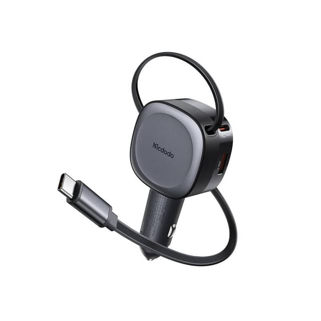McDodo - FreeGo 75W Car Charger with Retractable Cable, 70CM (Output: USB-A and USB-C / Cable: USB-C) Black