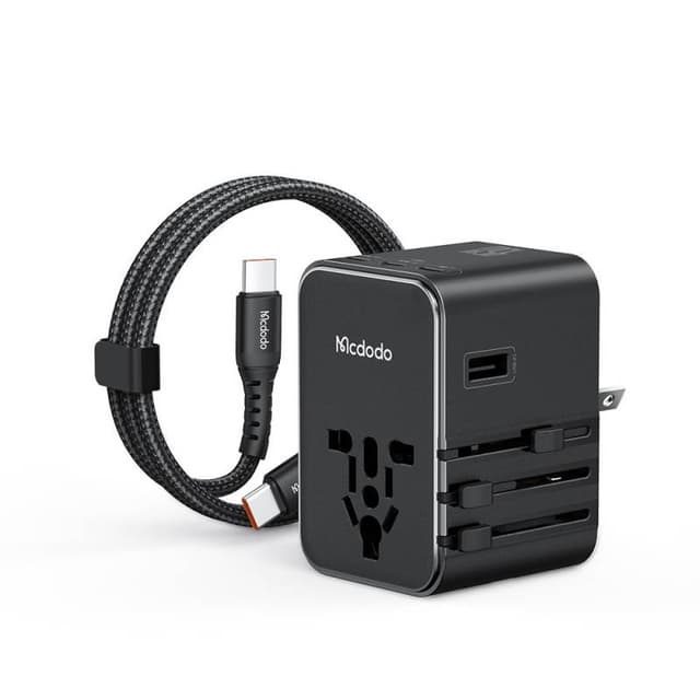Mcdodo - Globepower 33W universal travel adapter, 1 USB-C, 2 USB-A, black