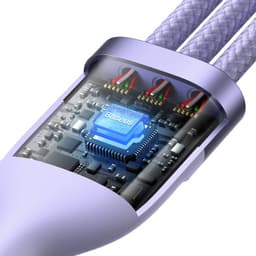 Baseus - Flash Serie Ⅱ - 2-in-1 Ladekabel U+C auf M+L+C, 100W 1.2m, Lila (CASS030105) – Bild 7