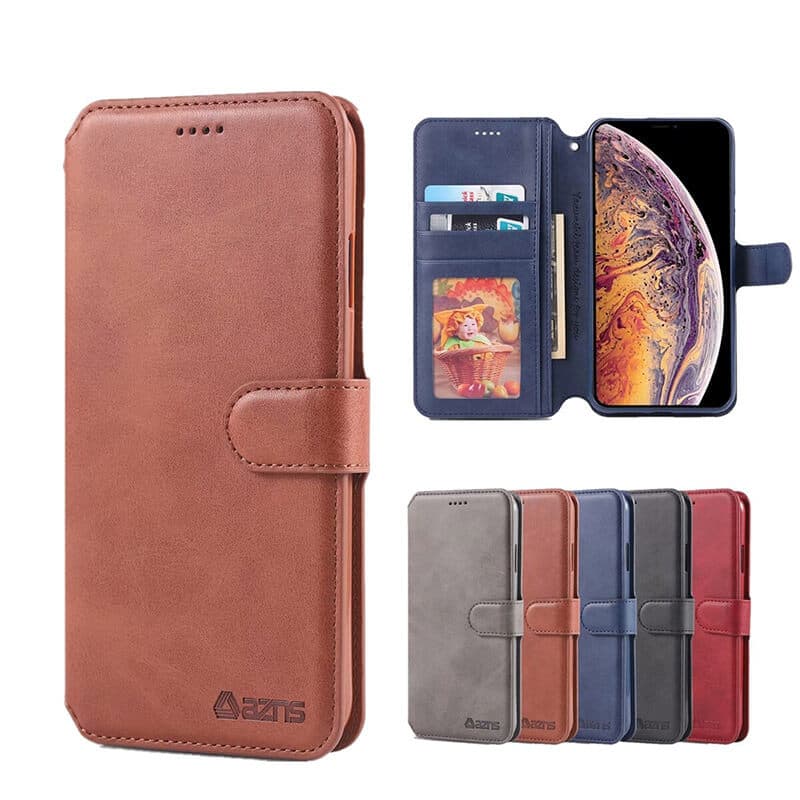 azns flip case red with three card slots a20e
