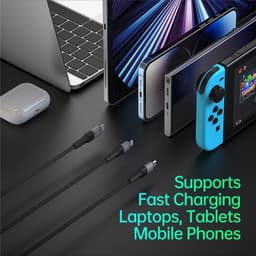 DUZZONA - 3-in-1 USB-C, 1.3m, Schwarz - Lightning, Micro USB, Typ-C Adapter, 100W Schnellladung – Bild 4