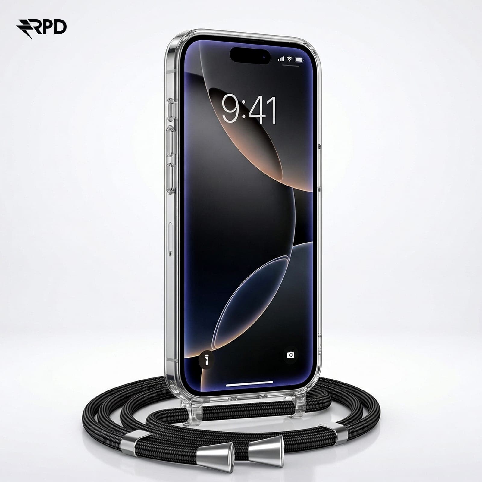 iPhone 17 Pro Max - Necklace - Transparent with practical black strap