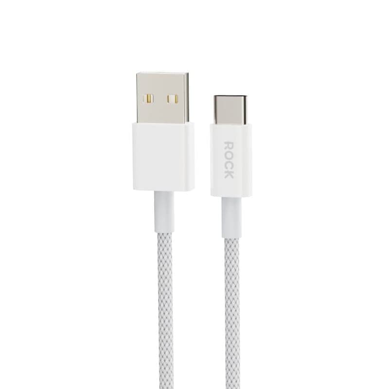 ROCK Z20 USB-A zu USB-C Kabel 100 cm – 6A Schnelllade- & Datenkabel, gewoben, weiss
