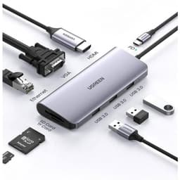 Ugreen - Hub USB-C 9-en-1 avec HDMI, VGA, LAN, SD/TF & PD (CM179 / 40873), gris – Bild 1