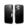 iPhone 13 Pro Max - Custodia folio in vera pelle con clip in metallo della serie Vintage nera RIX1308-BK