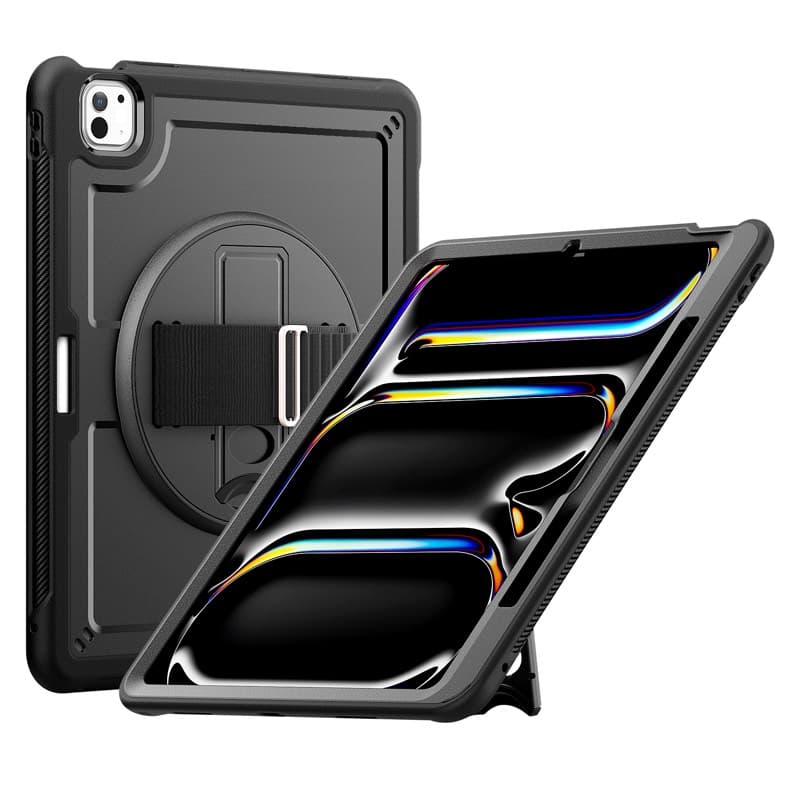 iPad Pro 13” (M4, 2024) - RPD - HEX-S FE, Rugged TPU Case mit Handstrap, schwarz