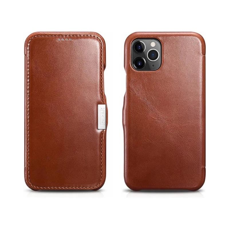iPhone 11 Pro - iCarer Luxury Series Echtleder Flip Case, Braun (RIX1107-BN)