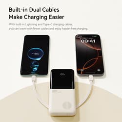 Rock - P55 10000mAh, Powerbank with built in Cables, Beige – Bild 4