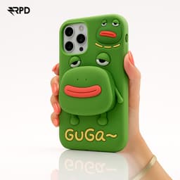 iPhone 14/15 Pro Max - Divertente custodia a forma di rana 3D con effetto pop-out e design verde – Bild 2