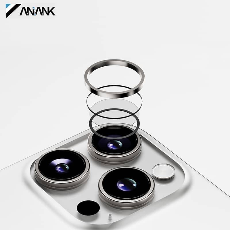 ANANK iPhone 16 Pro / 16 Max - Vetro blindato della fotocamera posteriore - 99AR Corning Glass - Protezione a doppia lente, trasparente