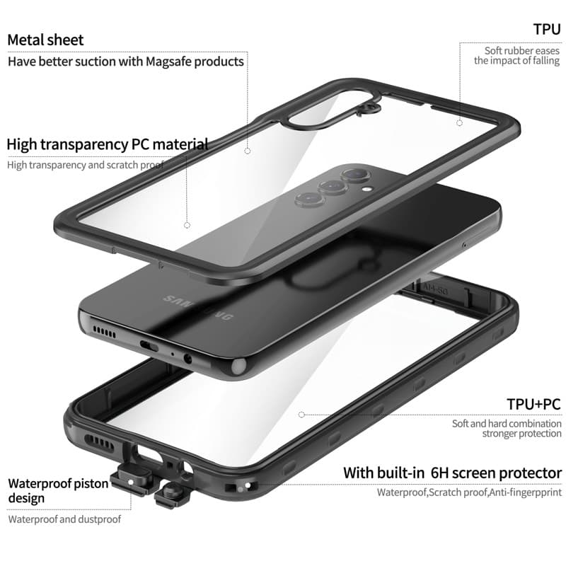 Samsung Galaxy A14 4G/5G - Redpepper IP68 Dot Series Waterproof Outdoor Case, black – 3
