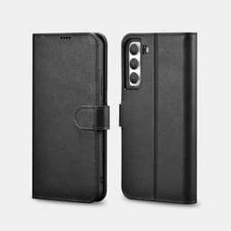 iCarer Samsung S22+ Housse en cuir véritable pour livre à clapet noir – Bild 1