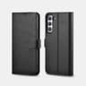 iCarer Samsung S22+ Housse en cuir véritable pour livre à clapet noir