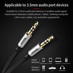 Baseus - Yiven - Audio cable (AUX to AUX), 1.5m, silver+black (CAM30-CS1) – Bild 5