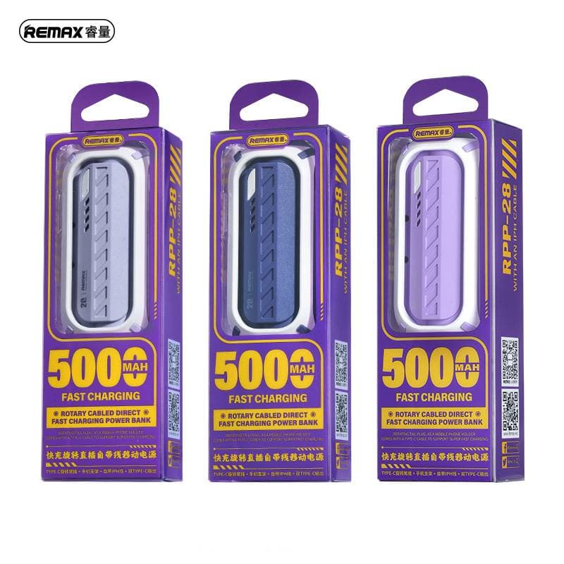 REMAX RPP-28 Capsule Series 20W Type-C Rotary Powerbank 5000mAh con cavo iPhone, grigio – 2