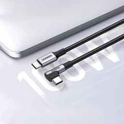 Ugreen – USB-C Kabel 100W PD 1 m gewinkelt (US334 / 70643), schwarz/grau – Bild 3