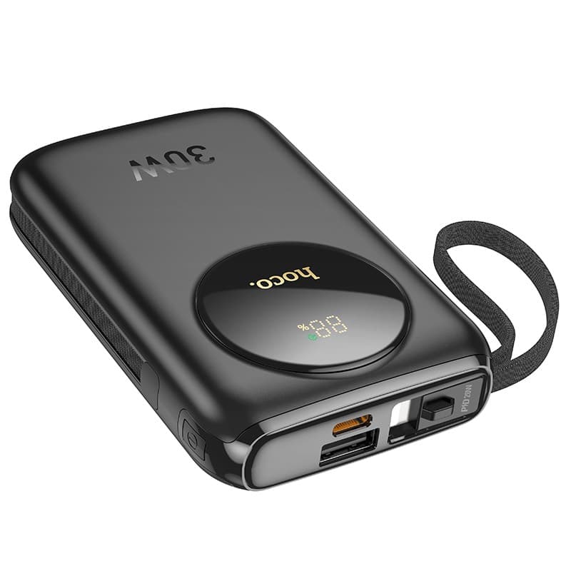 Hoco - Q19 Lucky 30W Powerbank con display digitale e cavo, 10000mAh, nero – 3