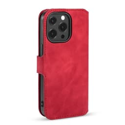 iPhone 13 Pro - DG.MING Vintage Flip Case with 3 card slots and magnetic closure, leather look, protective case, red – Bild 5
