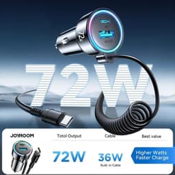 Joyroom - JR-CL07 Chargeur de voiture filaire 72W 3-en-1(Type-C), noir – Bild 7