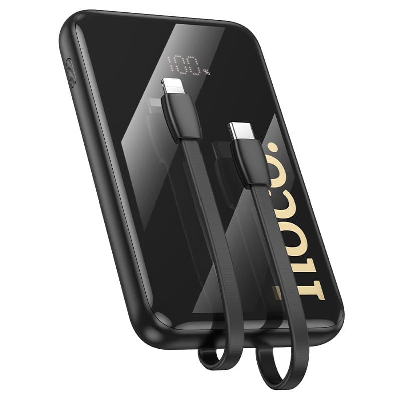 Hoco - Q37 Graceful Powerbank 10000mAh con 22,5W+PD20W e 1 cavo Lightning + 1 cavo USB-C, nero