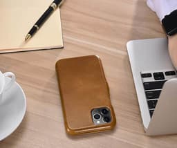iPhone 11 Pro - iCarer Luxury Series (Side-open) Flip Case brown (RIX1107-GG) – Bild 5