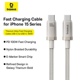 Baseus Titanium Alloy Fast Charging Cable USB-C to C, 100W, 1m, white – Bild 2