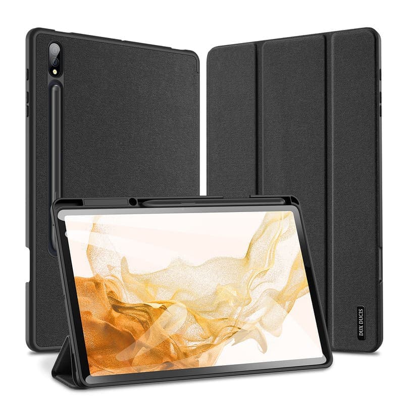 Samsung Galaxy Tab S7 FE / S7 Plus / S8 Plus - Serie Dux Ducis Domo, custodia flip stand-up, nero