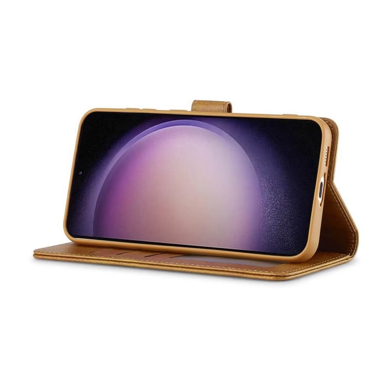 Samsung Galaxy A37 - LC.IMEEKE Wallet case with 3 card slots & magnetic closure, light brown/orange – 3