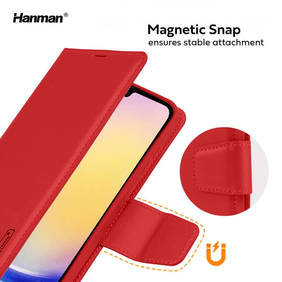 Samsung Galaxy A17 (2025) - Custodia Hanman Mill con 3 scomparti per carte, rosso – 4