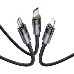 McDodo - Câble 3 en 1, transparent, USB-A vers C + Lightning + Micro-USB, 1,2 m, noir – Bild 7
