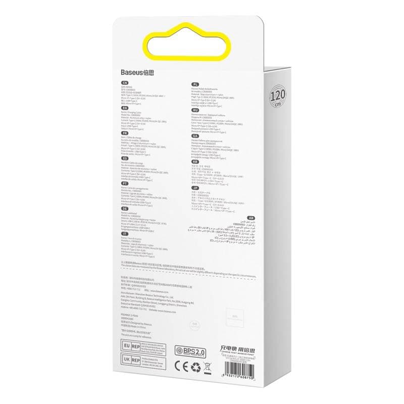 Baseus - Flash Serie Ⅱ - 2-in-1 Ladekabel U+C auf M+L+C, 100W 1.2m, Blau (CASS030103) – 3