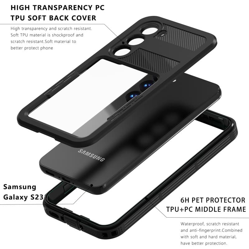 Samsung Galaxy S23+ - Custodia impermeabile per esterni Redpepper IP68 Mars Series, nero – 3